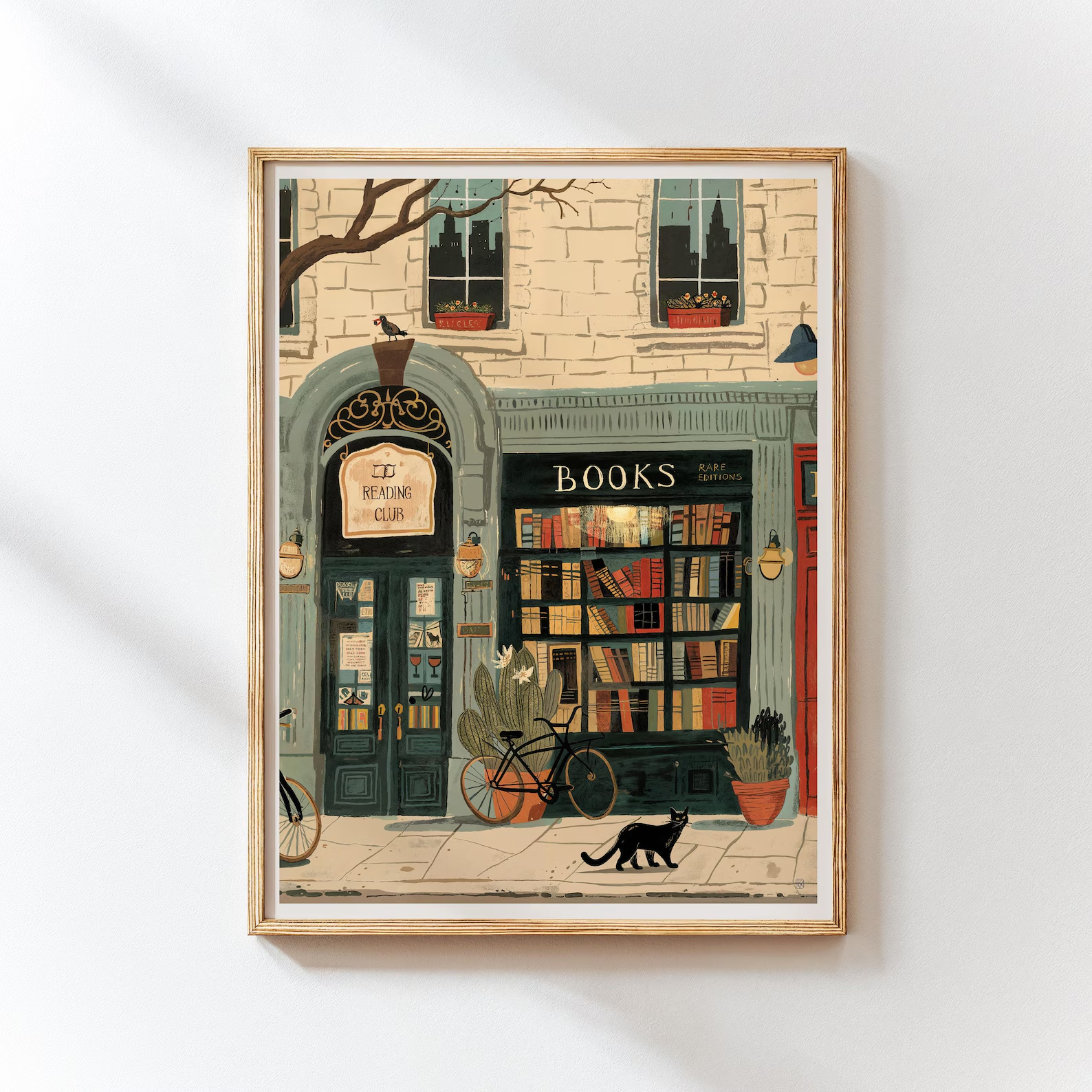 Bookstore Art Print, Cozy Book - Art Book Illustration review and price