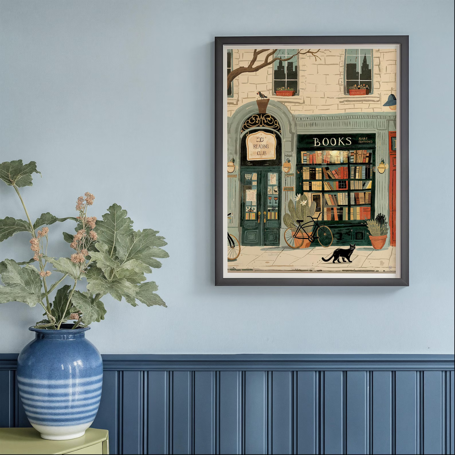 Bookstore Art Print, Cozy Book - Art Book Illustration review and price